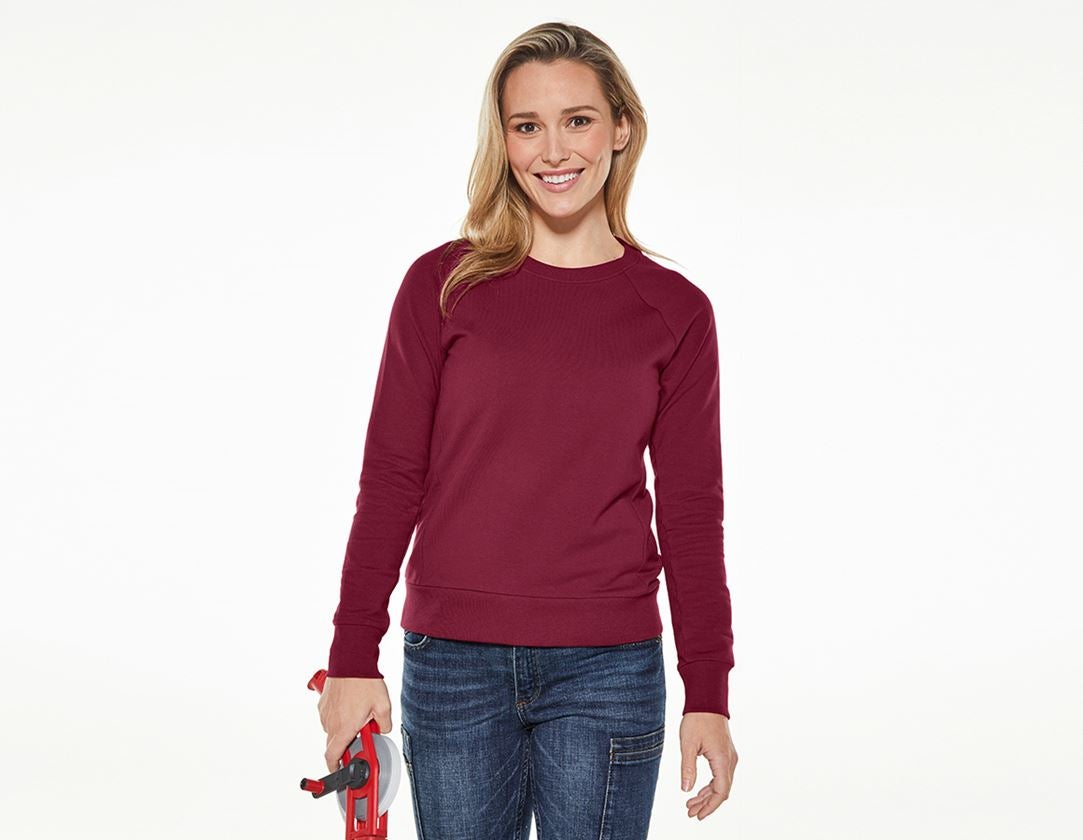 Shirts, Pullover & more: e.s. Sweatshirt cotton stretch, ladies' + bordeaux