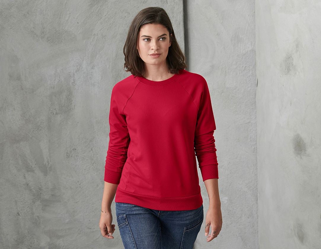 Shirts & Co.: e.s. Sweatshirt cotton stretch, Damen + feuerrot