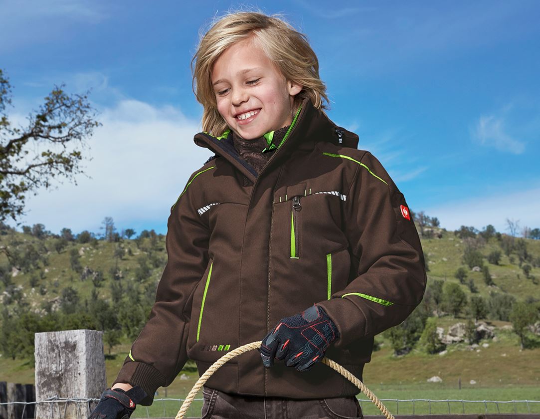 Jackets: Winter softshell jacket e.s.motion 2020,children's + chestnut/seagreen