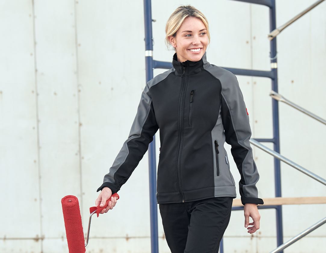 Work Jackets: Ladies' softshell jacket dryplexx® softlight + graphite/cement