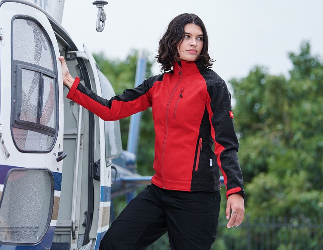 Work Jackets: Ladies' softshell jacket dryplexx® softlight + red/black 1