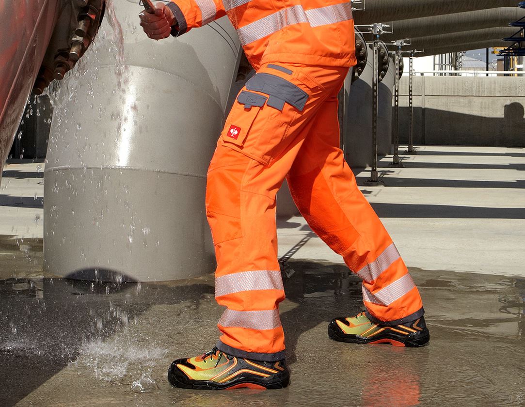 Pantalons de travail: Pantalon él. fonct.de signalisation e.s.prestige + orange fluo/gris