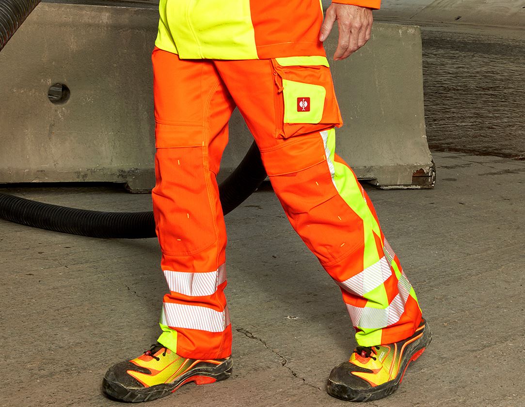 Pantalons de travail: Pantalon taille élas.sign. e.s.motion 2020 d'hiver + orange fluo/jaune fluo