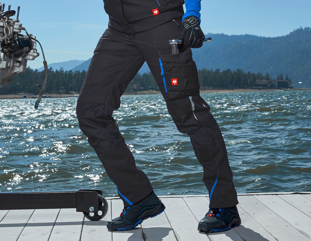 Work Trousers: Ladies' trousers e.s.motion 2020 + graphite/gentian blue
