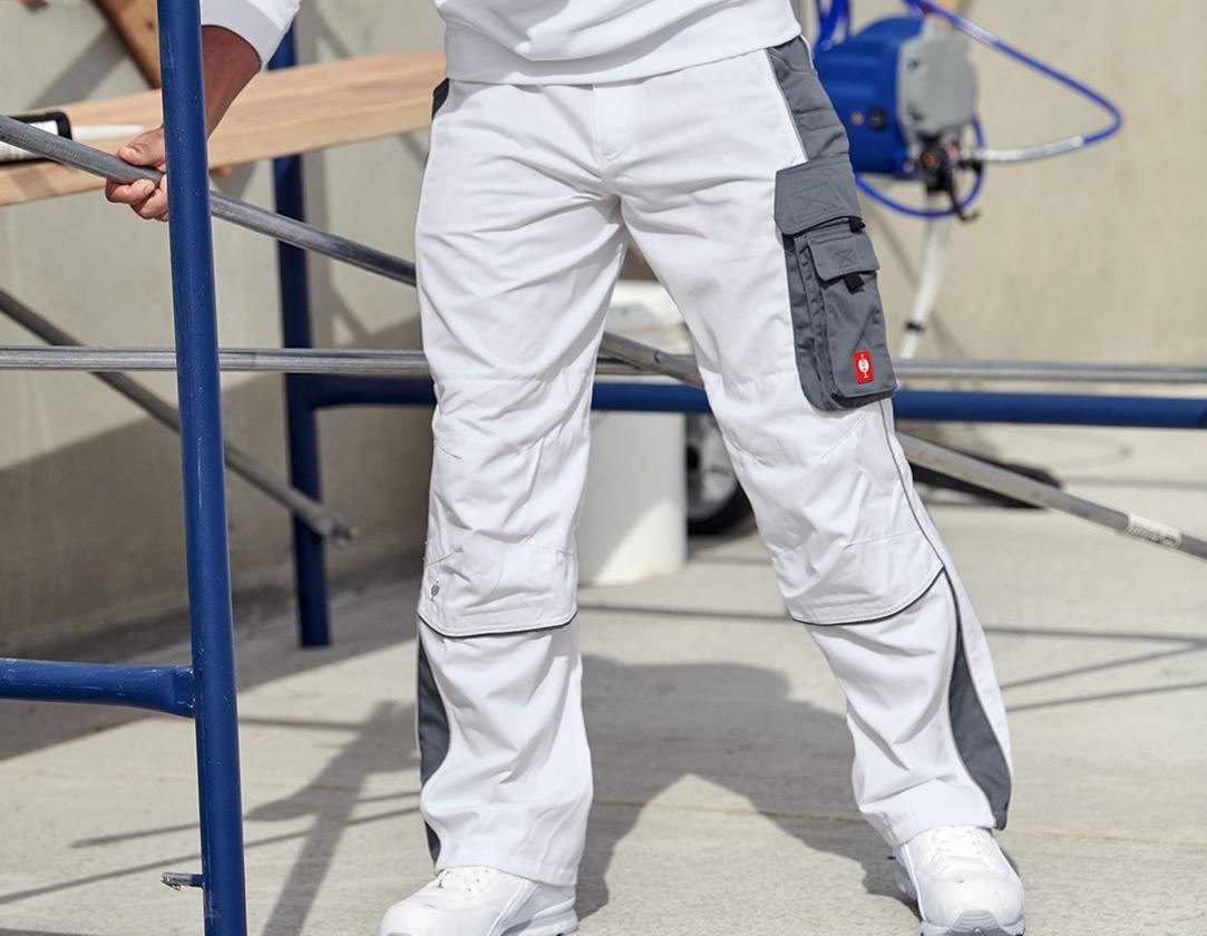 Pantalons de travail: Pantalon à taille élastique e.s.active + blanc/gris