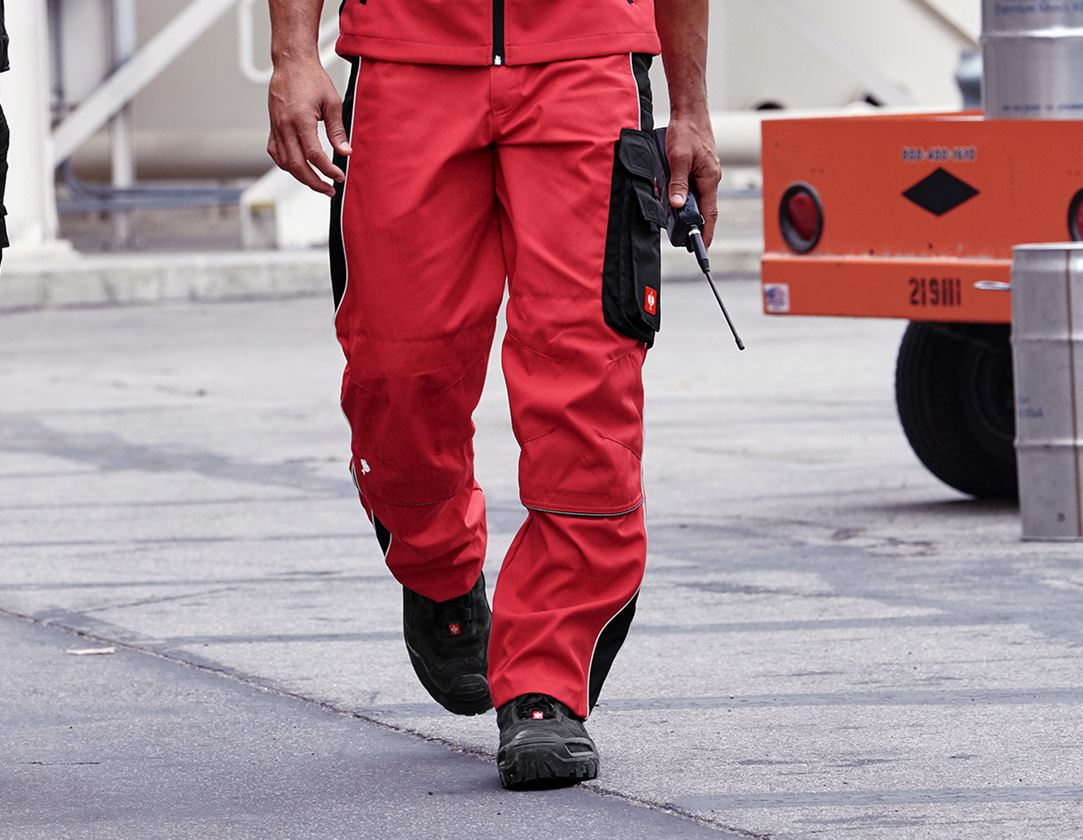 Pantalons de travail: Pantalon à taille élastique e.s.active + rouge/noir 1