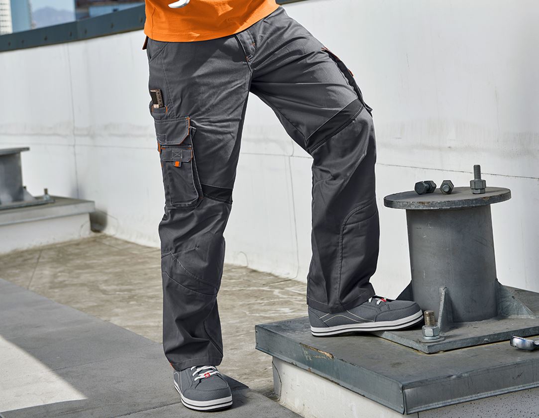 Pantalons de travail: Pantalon à taille élastique e.s.akzent + anthracite/orange 1
