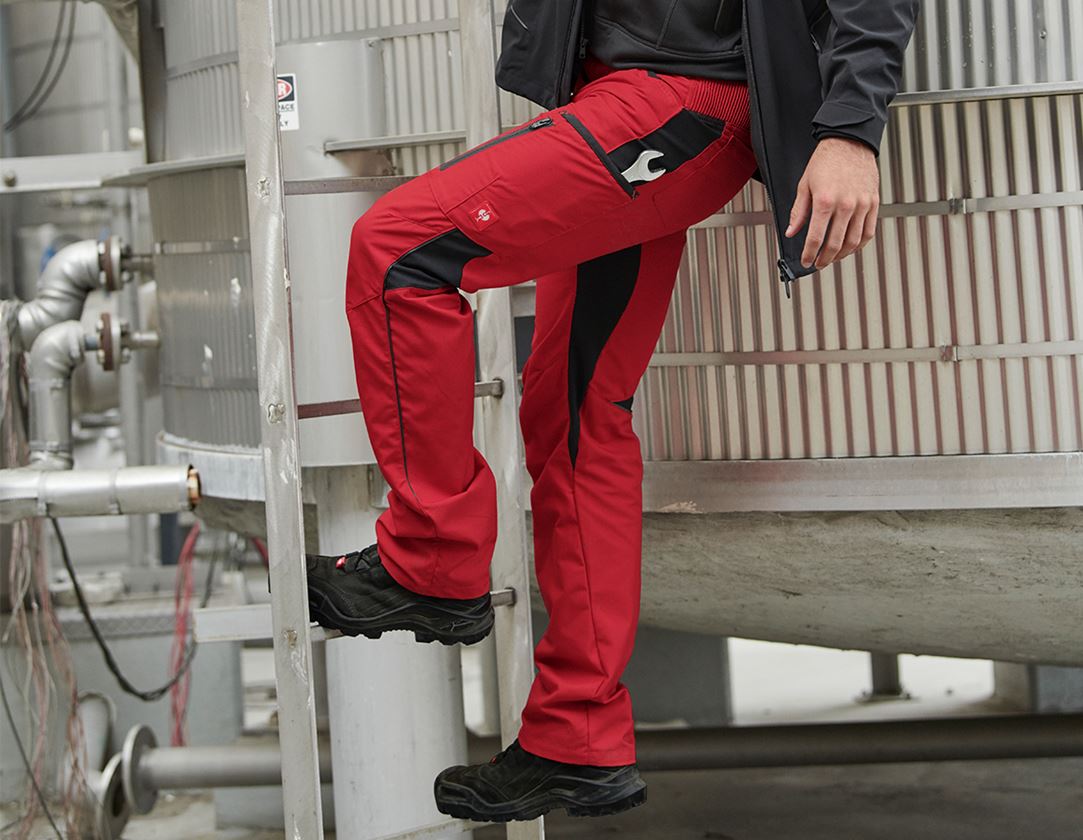 Pantalons de travail: Pantalon à taille élastique e.s.vision, hommes + rouge/noir 1