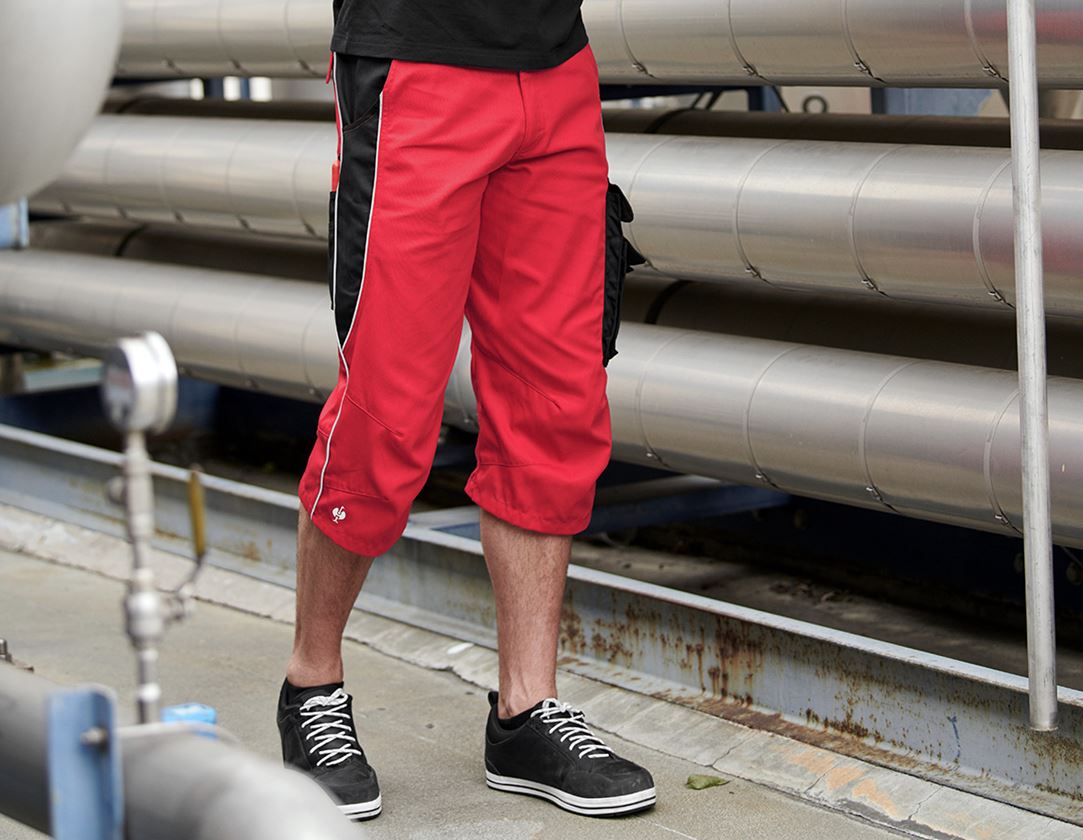 Work Trousers: e.s.active 3/4 length trousers + red/black