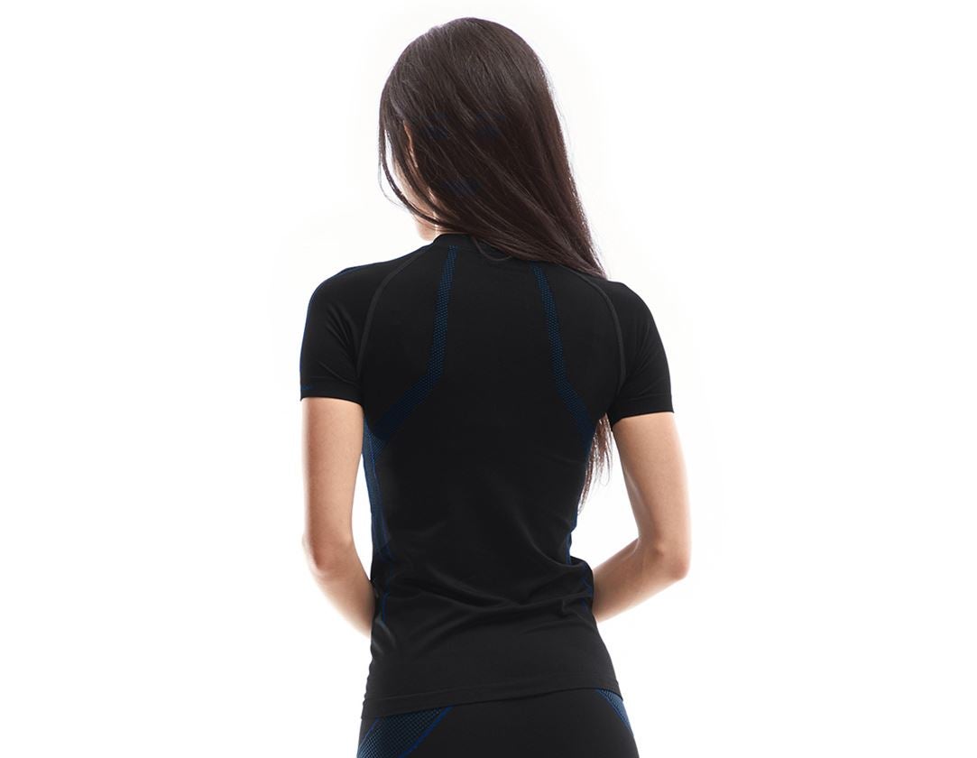 Thermal Underwear: e.s. functional-t-shirt seamless-warm, ladies' + black/gentian blue 1
