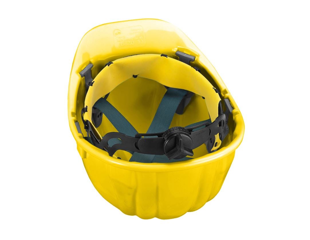 Hard Hats: Safety helmet Baumeister, 6-point, rotary fastener + yellow