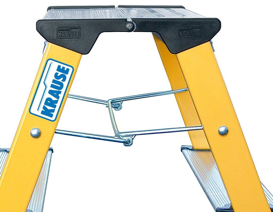 Ladders: KRAUSE Rolly double folding step stool (aluminium) + yellow