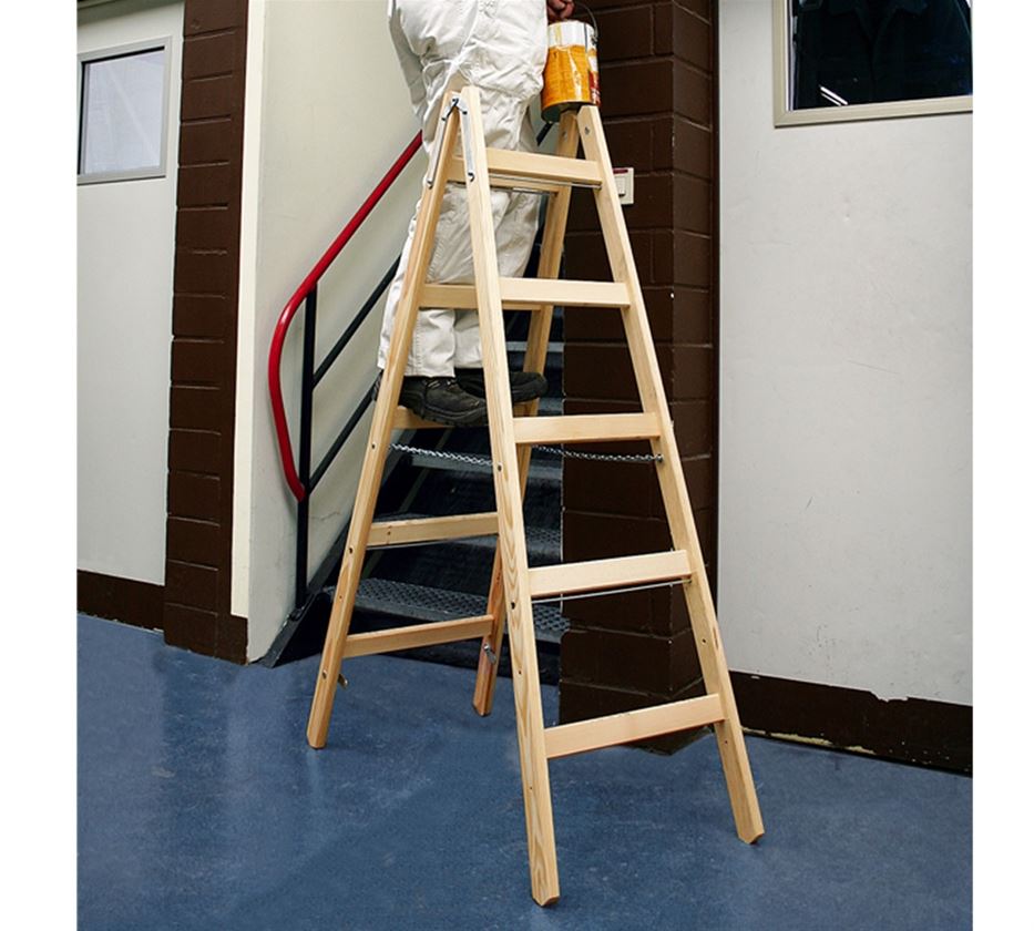Ladders: KRAUSE wooden rung double ladder 1