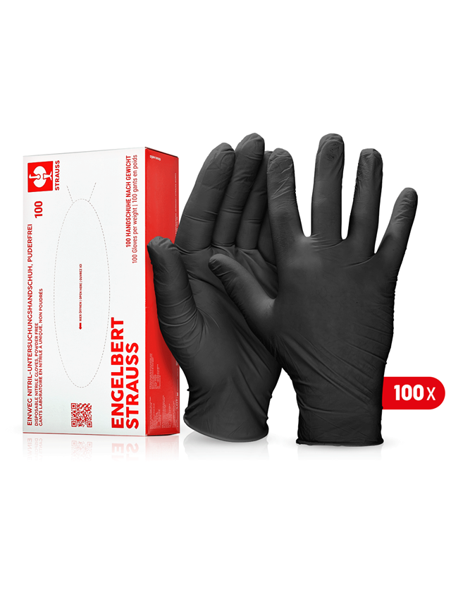 Gants à usage unique: Gants de labor.nitrile à usage unique, sans poudre + noir