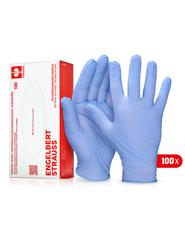 Gants à usage unique: Gants de labor.nitrile à usage unique, sans poudre + bleu