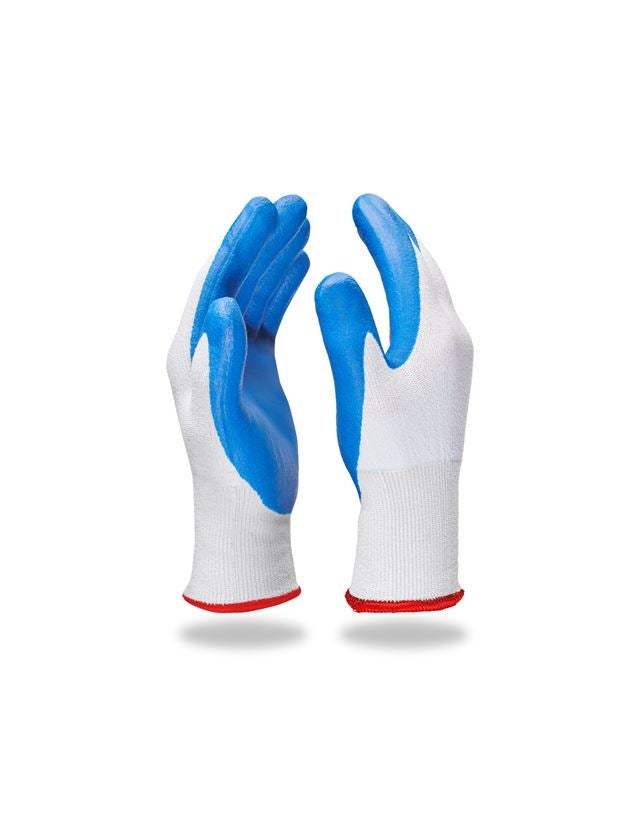 Coated: e.s. Nitrile gloves evertouch cut + blue/lightblue-melange