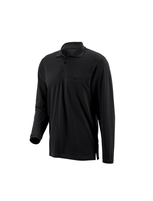 Shirts, Pullover & more: e.s. Long sleeve polo cotton Pocket + black 1