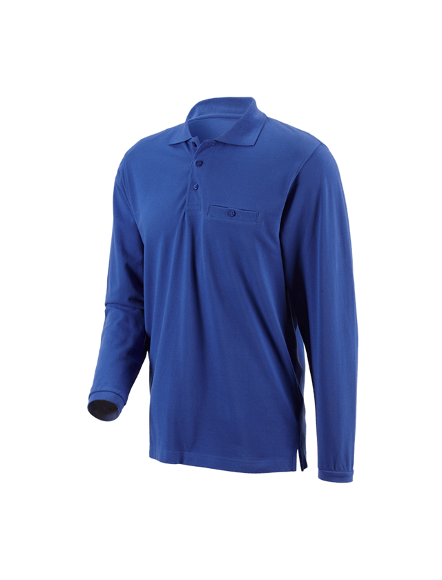 Shirts, Pullover & more: e.s. Long sleeve polo cotton Pocket + royal