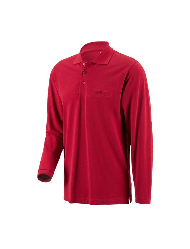 Shirts, Pullover & more: e.s. Long sleeve polo cotton Pocket + red