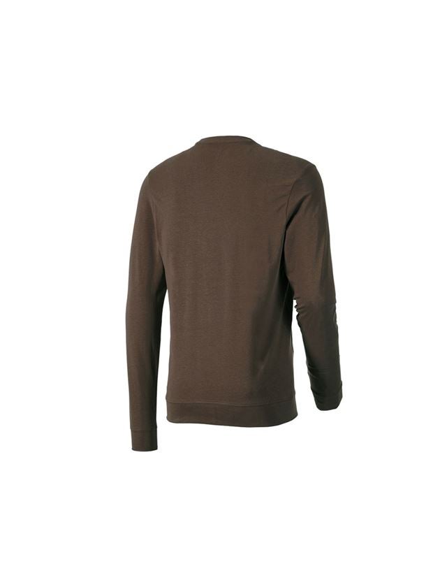 Shirts, Pullover & more: e.s. Long sleeve cotton stretch + chestnut 1