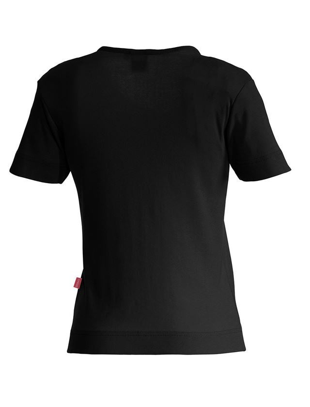 Shirts & Co.: e.s. T-Shirt cotton V-Neck, Damen + schwarz 1