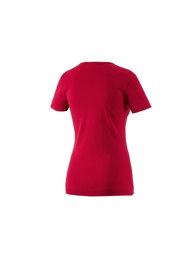 Shirts & Co.: e.s. T-Shirt cotton V-Neck, Damen + rot 1
