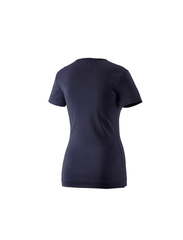 Hauts: e.s. T-shirt cotton V-Neck, femmes + bleu foncé 1