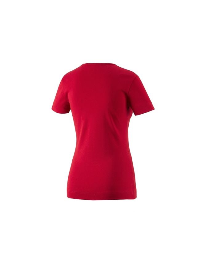 Hauts: e.s. T-shirt cotton V-Neck, femmes + rouge vif 1