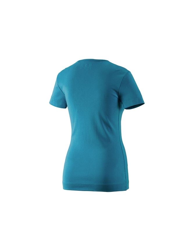 Shirts & Co.: e.s. T-Shirt cotton V-Neck, Damen + petrol 1