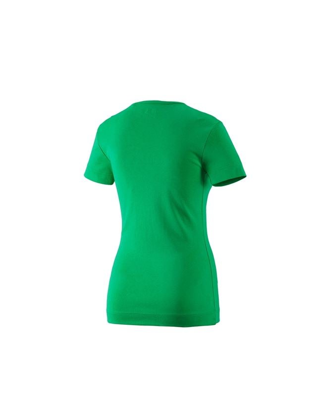 Hauts: e.s. T-shirt cotton V-Neck, femmes + vert pré 1