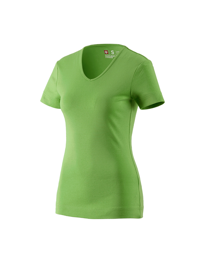 Shirts & Co.: e.s. T-Shirt cotton V-Neck, Damen + seegrün