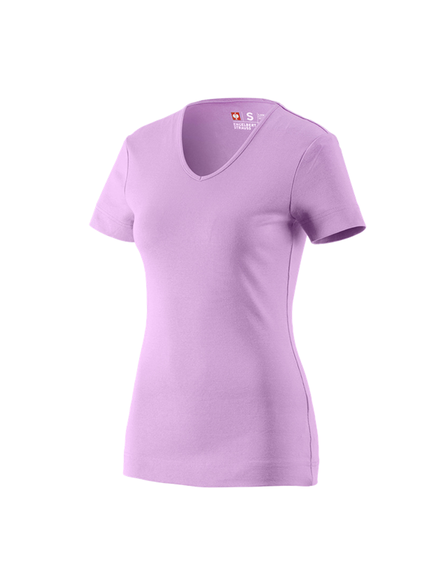 Horti-/ Sylvi-/ Agriculture: e.s. T-shirt cotton V-Neck, femmes + lavande