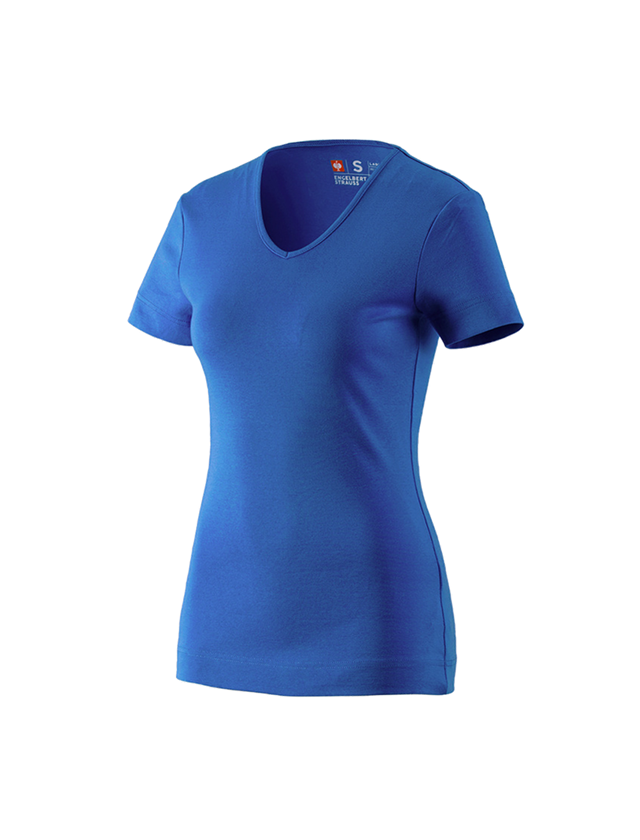 Plumbers / Installers: e.s. T-shirt cotton V-Neck, ladies' + gentianblue