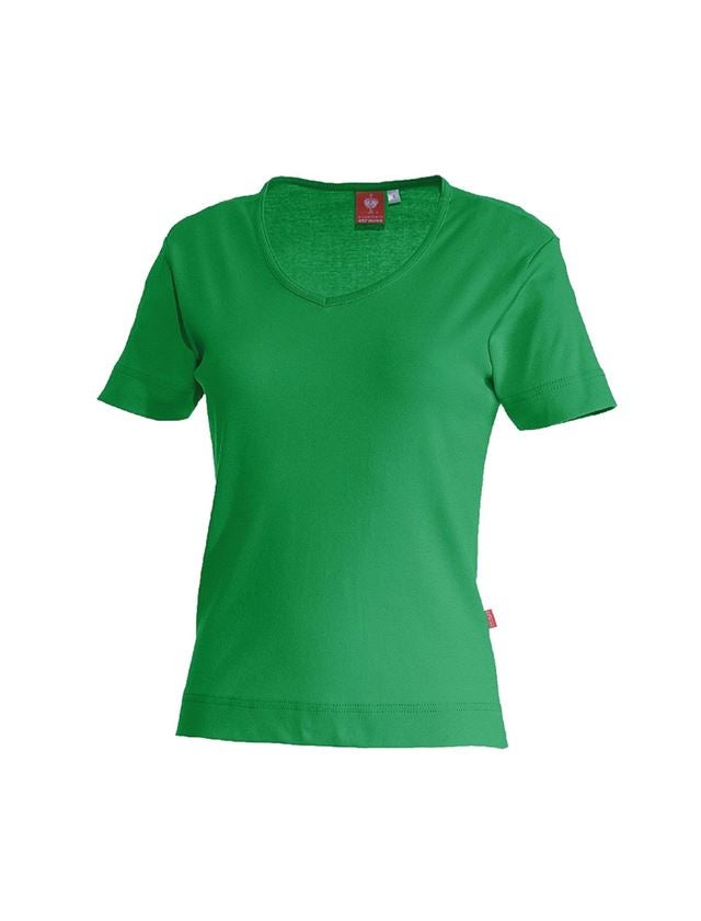 Themen: e.s. T-Shirt cotton V-Neck, Damen + grasgrün