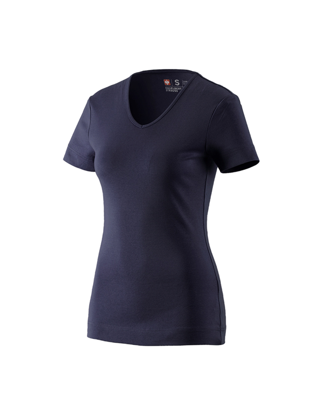 Plumbers / Installers: e.s. T-shirt cotton V-Neck, ladies' + navy