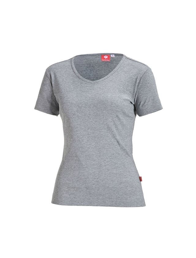 Themen: e.s. T-Shirt cotton V-Neck, Damen + graumeliert
