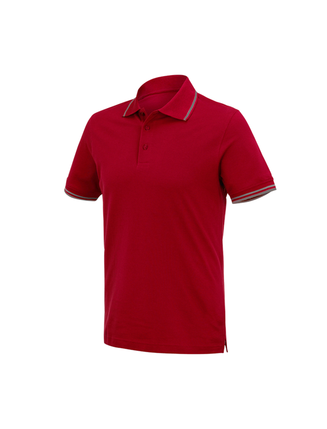 Shirts & Co.: e.s. Polo-Shirt cotton Deluxe Colour + feuerrot/aluminium