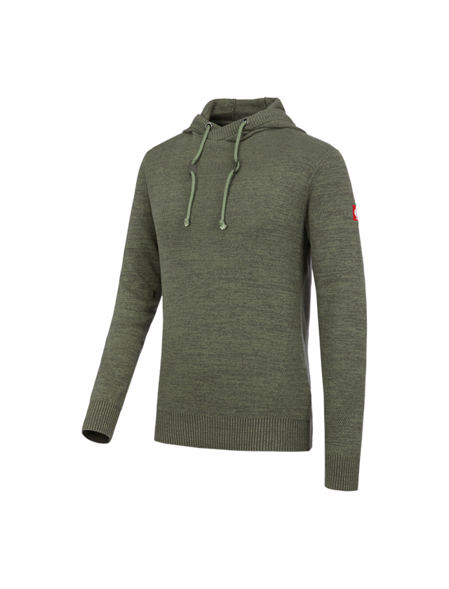 Shirts, Pullover & more: e.s. Knitted hoody + thyme melange 2