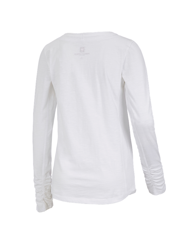 Shirts & Co.: e.s. Longsleeve cotton slub, Damen + weiß 1
