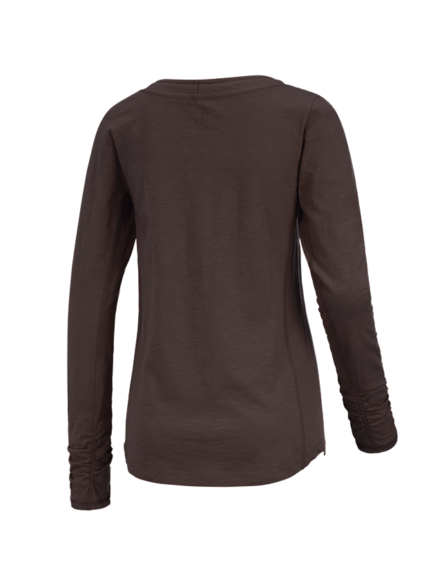 Shirts & Co.: e.s. Longsleeve cotton slub, Damen + kastanie 1
