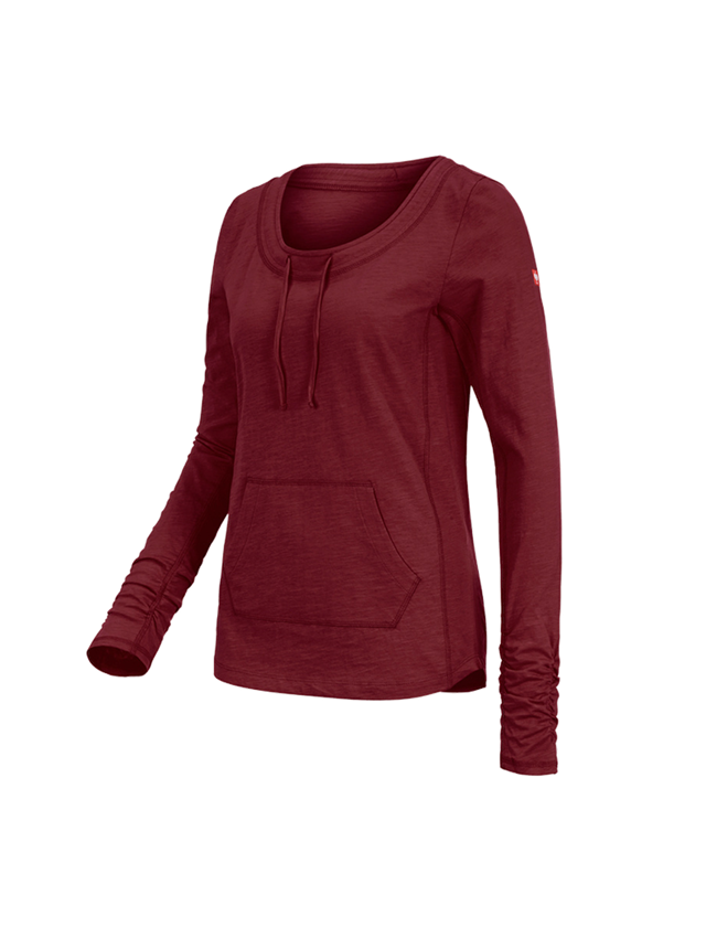 Shirts & Co.: e.s. Longsleeve cotton slub, Damen + rubin