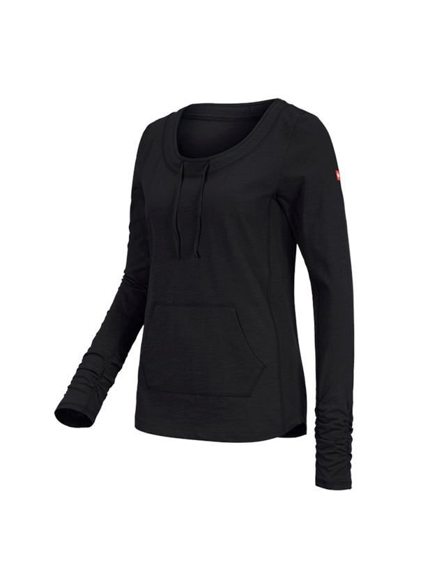 Shirts, Pullover & more: e.s. Long sleeve cotton slub, ladies' + black
