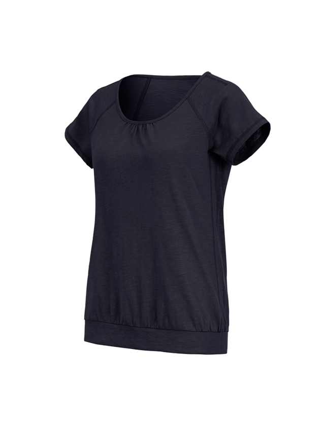 Shirts & Co.: e.s. T-Shirt cotton slub, Damen + dunkelblau
