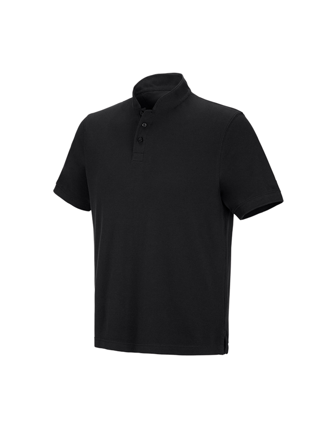 Shirts & Co.: e.s. Polo-Shirt cotton Mandarin + schwarz