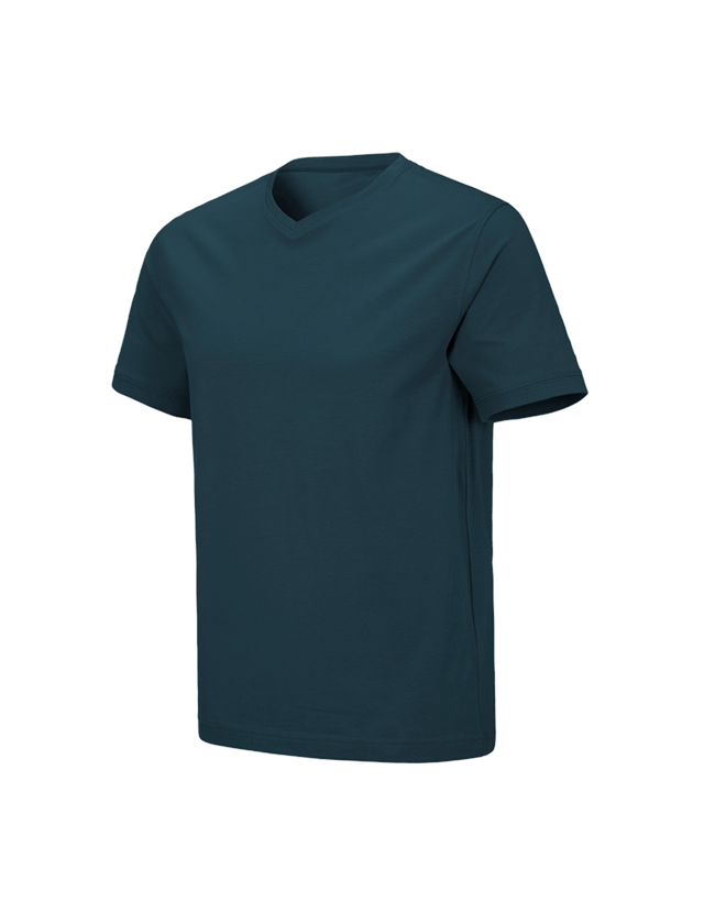 Themen: e.s. T-Shirt cotton stretch V-Neck + seeblau