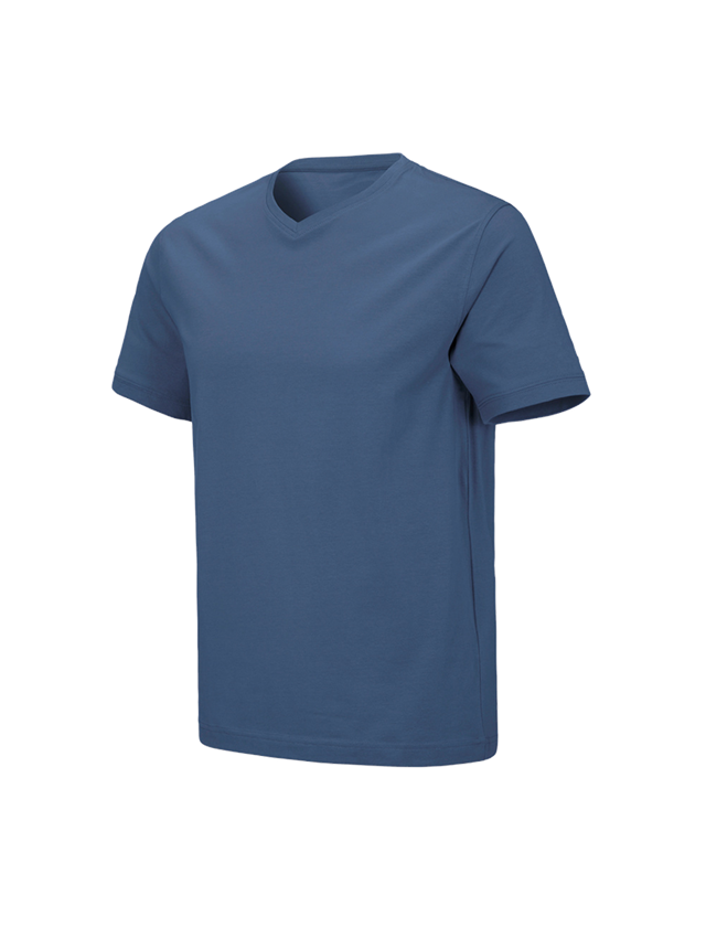 Themen: e.s. T-Shirt cotton stretch V-Neck + kobalt