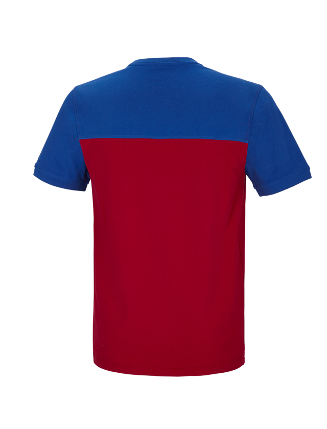Themen: e.s. T-Shirt cotton stretch bicolor + feuerrot/kornblau 1