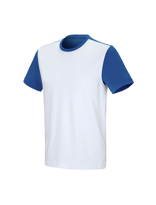 Themen: e.s. T-Shirt cotton stretch bicolor + weiß/enzianblau 2