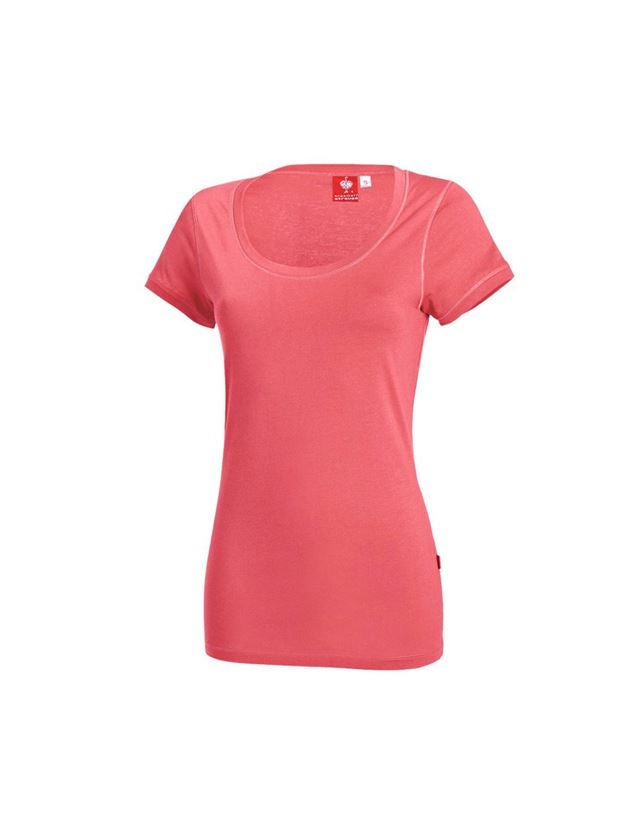 Shirts & Co.: e.s. Long-Shirt cotton, Damen + koralle