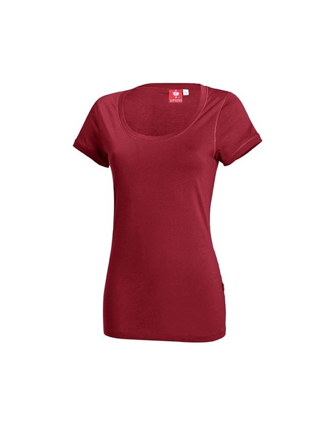 Shirts & Co.: e.s. Long-Shirt cotton, Damen + bordeaux